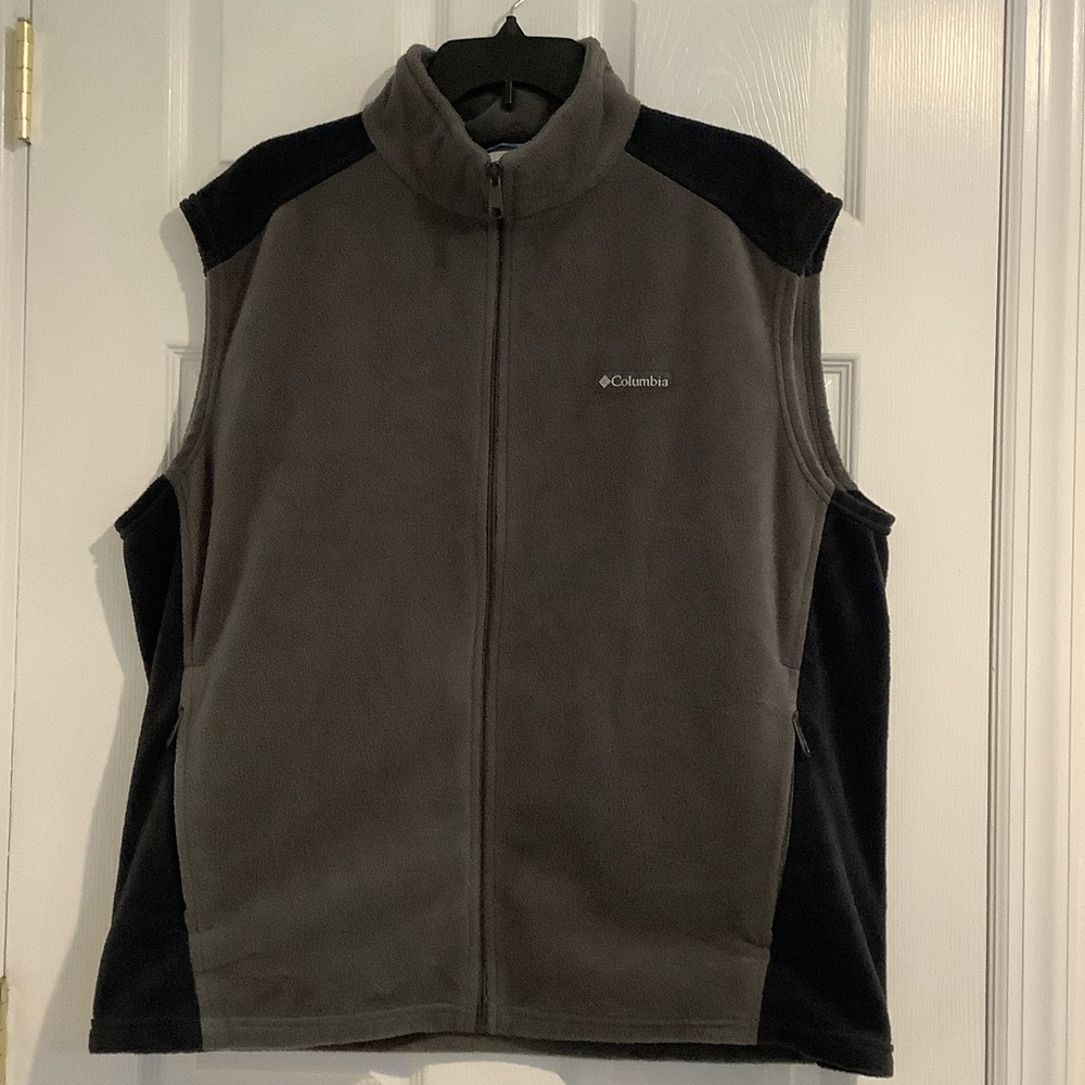 COLUMBIA Gray/Black Full Front Zip Fleece Hiking Gorpcore Outdoor Fall Vest XL